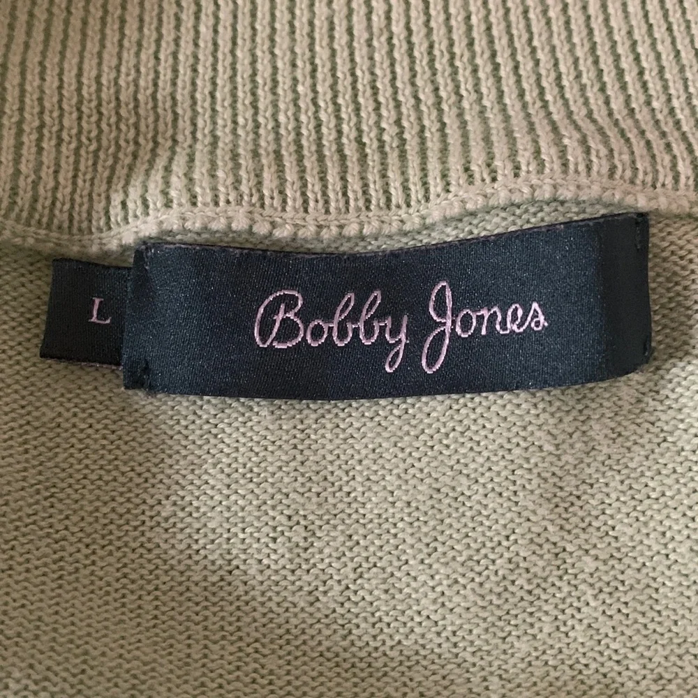 Bobby Jones Masters Green 1/4 Zip Pullover Cotton Golf Sweater Sz L